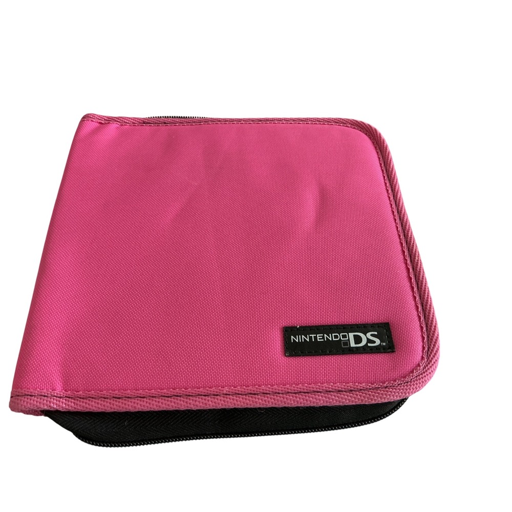 Nintendo DS Pink Canvas Zippered Carrying Case Console Game Organizer Bag